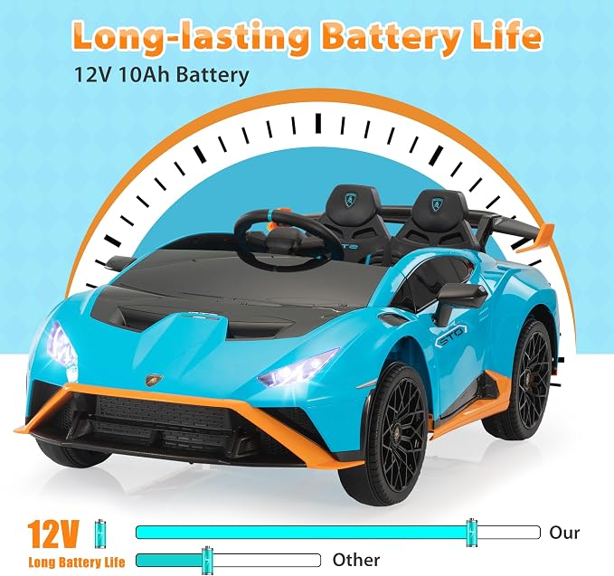 Lamborghini Kids Car TOBBI 12V Ride on Toys with Parental Remote Battery Powered Children Motorized Vehicles for Kids to Drive Lambo Ride on for Toddlers 3-8, Blue