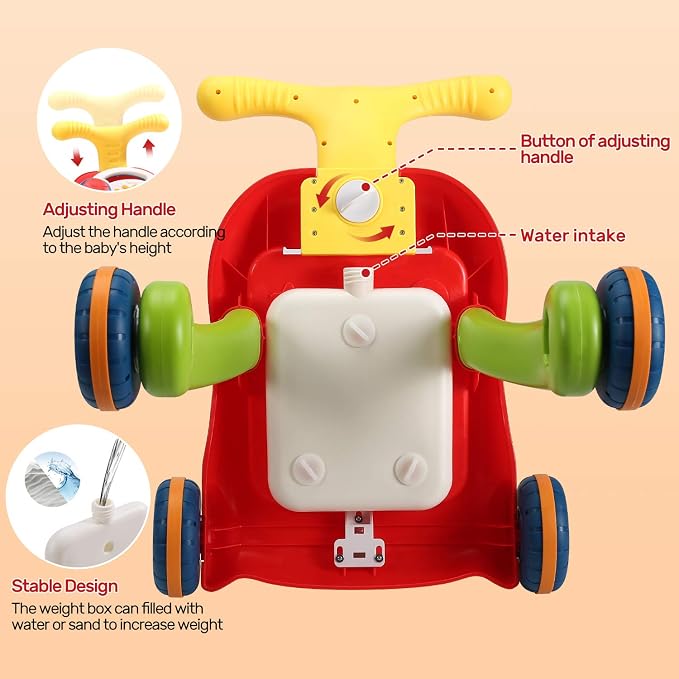 CUTE STONE Sit to Stand Learning Walker, 2 in 1 Baby Push Walker, Early Educational Child Activity Center, Multifunctional Removable Play Panel, Baby Music Learning Toy Gift for Infant Boys Girls