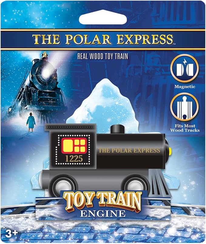 MasterPieces Wooden Train Engine, Polar Express Train Licensed Toy, Magnetic Wood Railway Car, Compatible with 1 Inch Tracks, Holiday Railroad Playset Gift, Officially Licensed Collectible Engine