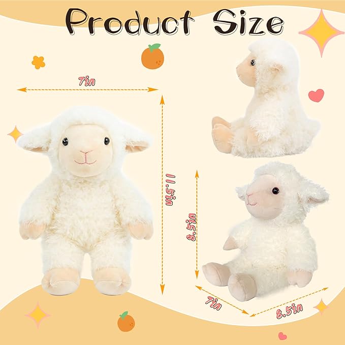 Stuffed Animal Plush Toy Soft Plushie Cuddly Sheep Cute Plush Toy for Kids Toddlers Soothing Sleep Birthday Christmas Nursery Decor Party Favors