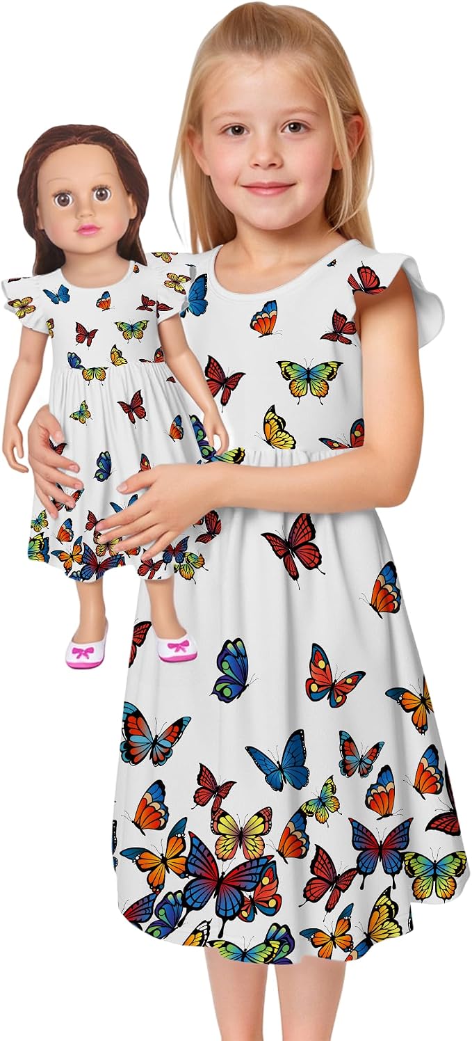 LQSZ Doll and Girl Matching Princess Dress Outfits for Girls and 18" Matching Doll and Girl Clothes