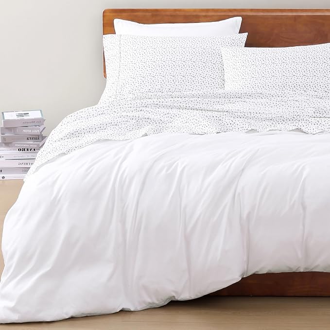 LANE LINEN Twin XL Sheet Set 100% Organic Cotton Soft 3pc - Haze Grey | GOTS Certified Organic Cotton Percale Twin XL Sheet Set - Affordable Organic Luxury, Honest-Price Organic Quality