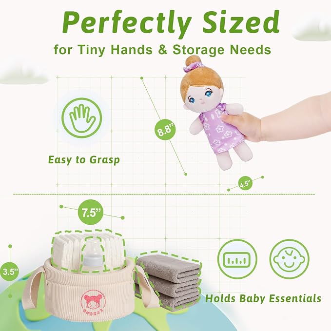 OUOZZZ Soft Baby Dolls, Set of 5 Multicultural 8.8" Plush Dolls in Basket | Diversity Ethnic, For Toddlers, Preschool, Daycare & Home