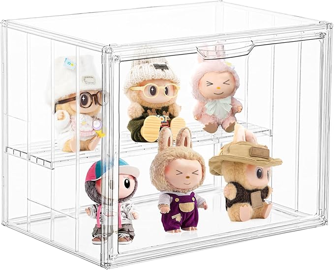 4 Pack Display Case for Collectibles 4 Layer Updated Adjustable Acrylic Display Case with Magnetic Door Clear Stackable Display Box Hobby Display Cases for Figures