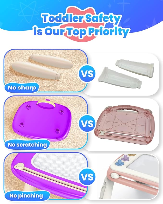 Seimome Doodle Board for Toddler Toys Age 1-3, Magnetic Writing Board, Preschool Learning and Educational Toys for 1 2 3 Years Old Girl Boy Gift for Birthday- Purple