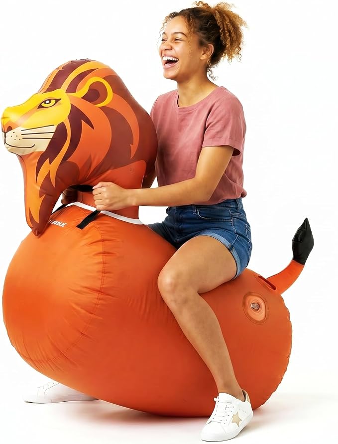 Waddle Hip Hoppers Large Bouncy Hopper Ride On Toys - Inflatable Hopping Animal Bouncer for Kids Girls & Boys, Easy Grip, Stable Base, Outdoor & Indoor, Supports Up to 250 Lbs, Ages 5 and Up (Lion)