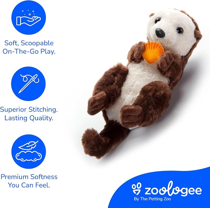 The Petting Zoo Sea Otter Stuffed Animal Plushie, Gifts for Kids, Scoopz Sealife Animals, Otter Plush Toy 8 Inches