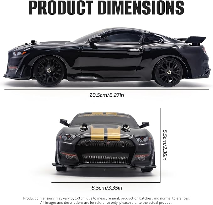 RC Drift Car, 1:24 Scale Remote Control Cars Vehicle for Kids, 2.4GHz 20KM/H 4WD High Speed RC Cars with LED Light Two Batteries & Drifting Tires Racing Sport Toy Car for Adults Boys Girls 8602BK