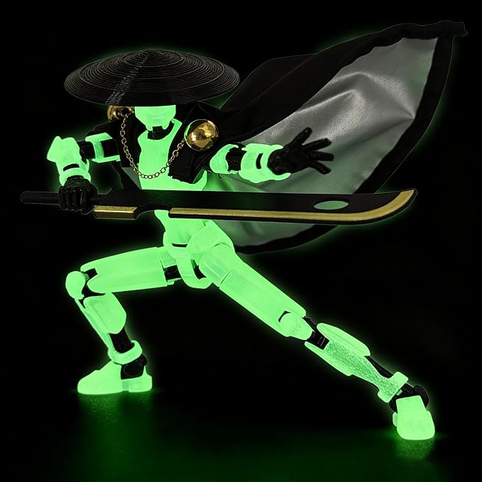 T13 Assembly Completed Action Figures,T-13 Action Figure, Robo 13 3D Printed Action Figure - The Ultimate Hero for Action-Packed Playtime,5.2 Inch, Green(Glows in The Dark)