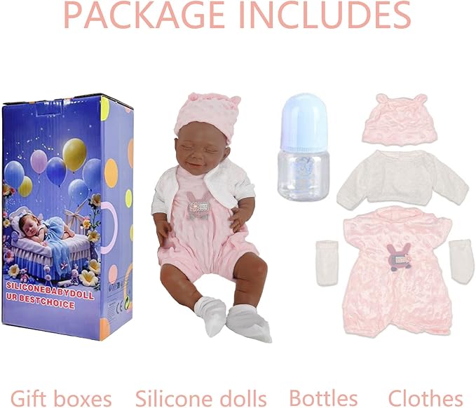 Girl 18.5 Inch, Reborn Baby Dolls Silicone Full Body, Full Silicone Baby Doll, Realistic Baby Dolls, Newborn Not Vinyl, with Gift Box, Gift for Kids Ages 3+