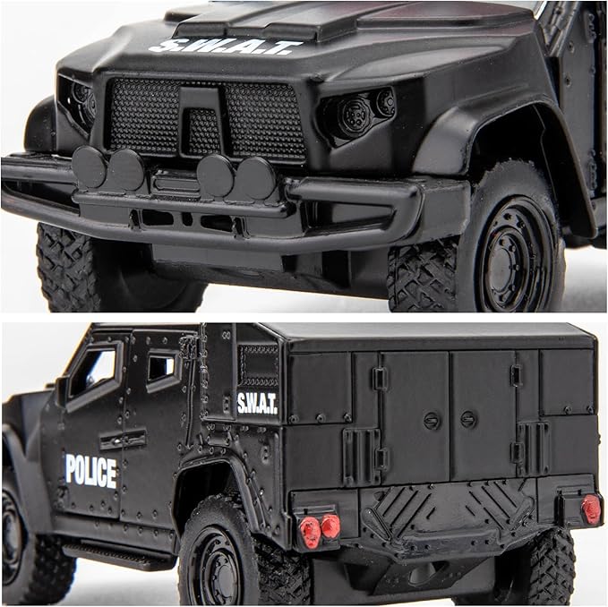 BDTCTK 1/36 Scale JLTV Armored Car Police Car Model, Zinc Alloy Die-Cast Pull Back Vehicles Kid Toys for Boy Girl Gift (Black)