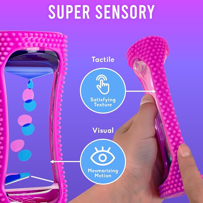 BUNMO Liquid Motion Bubbler Sensory Toy for Kids & Adults – Gentle Fidget Toy for Mindfulness – Stimulating Visual Sensory Experience – Colorful Bubble Fidget Timer for Desk & Travel - Purple