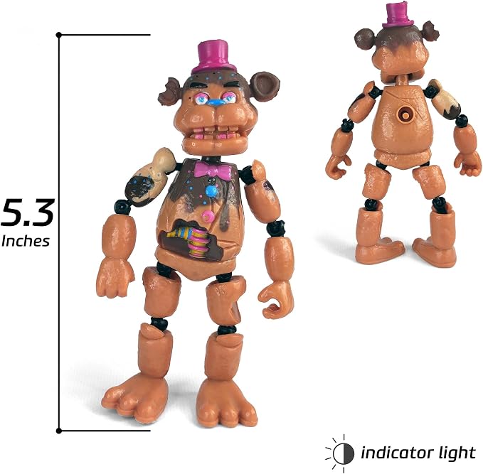 Toysvill Inspired by Five Nights at Freddys | Chocolate Collection | Freddy's Action Figures Toys (FNAF) Set of 6 pcs [Rockstar & Chocolate Freddy, Bonnie, Chica, Easter, Freddy Frostbear]