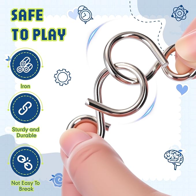 24 Packs Large Metal Bulk IQ Wire Metal with Paper Box Gift Package Educational Valentine Gifts Easter for Party Favor Adults Challenge Gifts(4 Colors,Standard Styles)