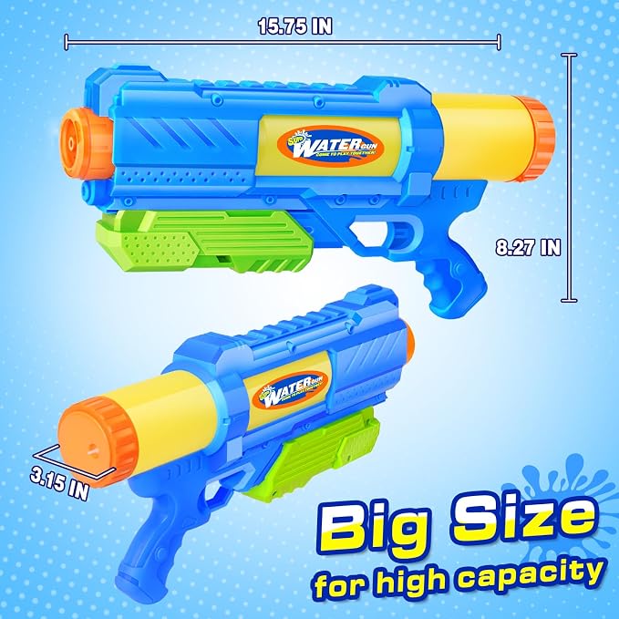 Super Water Gun for Kids Adults: 1200cc Super Water Gun Soaker 2 Pack Squirt Blasters with Impressive Range - Ideal Toys for Boys Girls Summer Outdoor Swimming Pool Beach Sand Water Fighting Fun