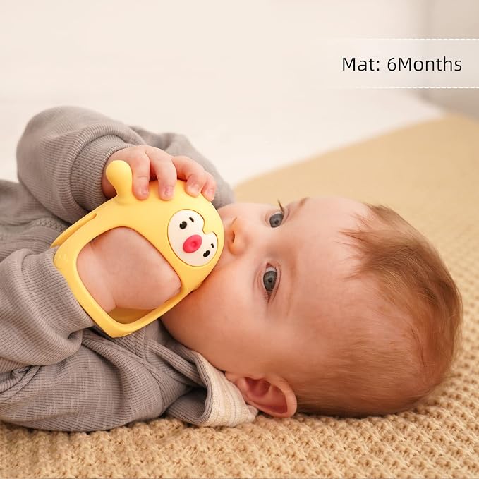 Smily Mia 2pk Penguin Teethers, TeethingToys for Babies 0-6Months, Baby Teethers for 3-6Months, Teething Mittens for Infants, Pacifiers for Breastfed Babies, Light Yellow