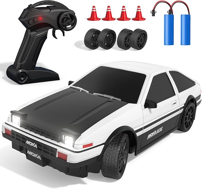 RC Drift Car, 1:24 Remote Control Car for Kids with LED Lights, Extra Drifting Tires, 25KM/H 4WD High Speed RC Cars Racing Sports Toy Idea Gift for Adults Boys Girls and Kids