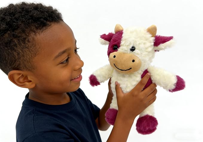 YUKOUQIAN Cow Stuffed Animal Cow Plush Doll Toy 11.8 inch for Girls Boys (Stand Cow red)