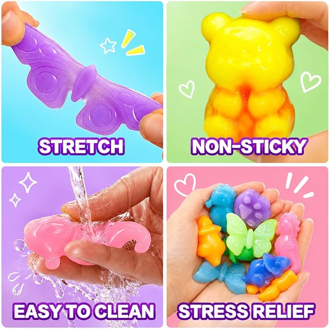 Carolart DIY Squishies Kit for Kids, Fast Curing Non-Sticky Liquid Silicone Rubber, Make Your Own 6 Glow in The Dark Animal Squishy Toys, Arts & Crafts STEM Activity Gift for Boys Girls Ages 6-12