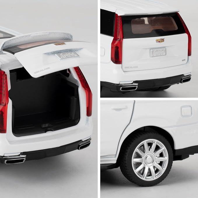 WAKAKAC Escalade SUV Model Cars, 1:32 Toy Cars Pull Back Die-cast Vehicles, Collectible Cars with Sounds＆Lights for Kids Boys Girls and Adults (White)