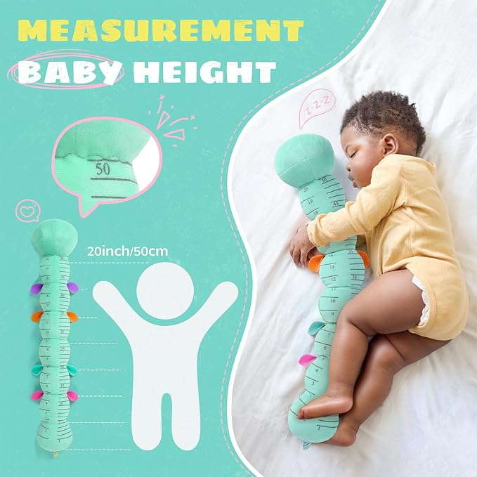 AWOTOY Baby Toys 6-12 Months Music Caterpillar,Stuffed Animals Infant Toys 0-3-6 Months,Baby Sensory Toys Tummy Time with Crinkle Rattle Teething Toys for Newborn Boys Girls Gifts Birthday|Ice Blue