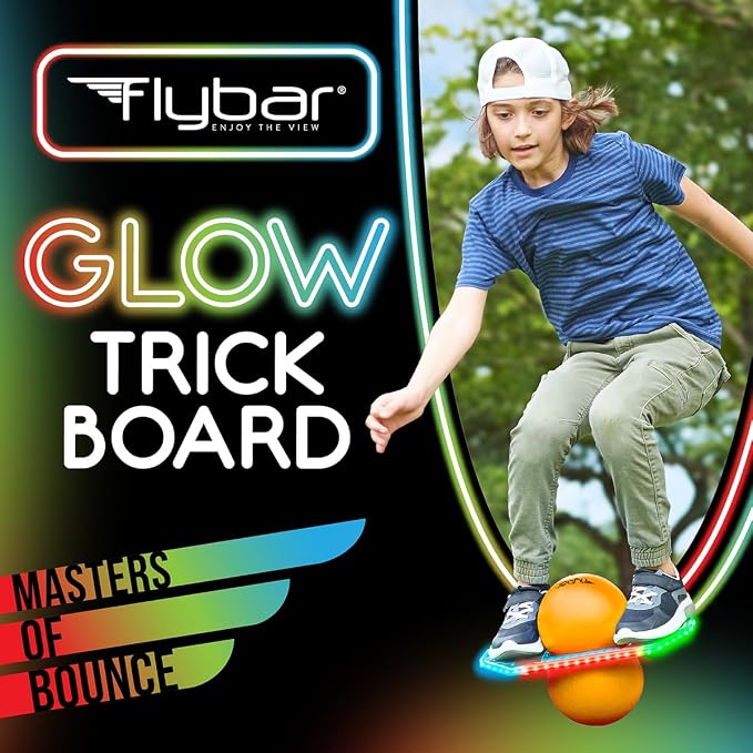 Flybar LED Pogo Trick Ball for Kids Balance Bounce Board w/Anti-Slip Deck