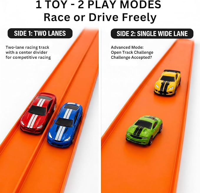 Flexible Race Track for Kids – 4.5M Bendable Dual Lane System, Portable Car Track with Suction Base, Foldable Roll-Up Design for Interactive Play Ages 4–9 (No Cars Included)