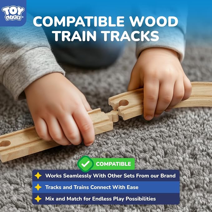 TOY Life Wooden Train Set for Toddlers 2-4, 119PCS City Train Toys with Wooden Train Track, Electric Train Set for Kids 4-8, Toddler Toys for 3 4 5 6 Year Old Boys Girls, Compatible with Major Brand