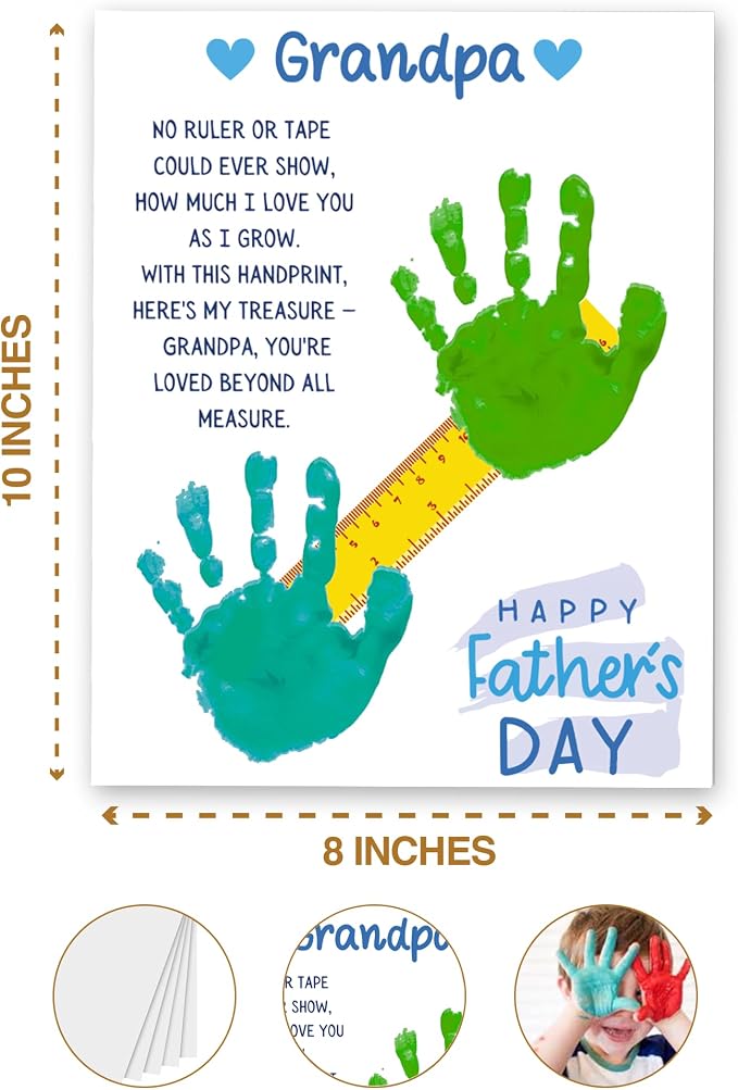 Grandpa Handprint Craft Kit, Pack 4 Personalized Heartfelt Father’s Day Gift for Grandpa from Grandkids, DIY Keepsake Art to Create Meaningful Memories Together, A Little Hand - A Lifetime of Love