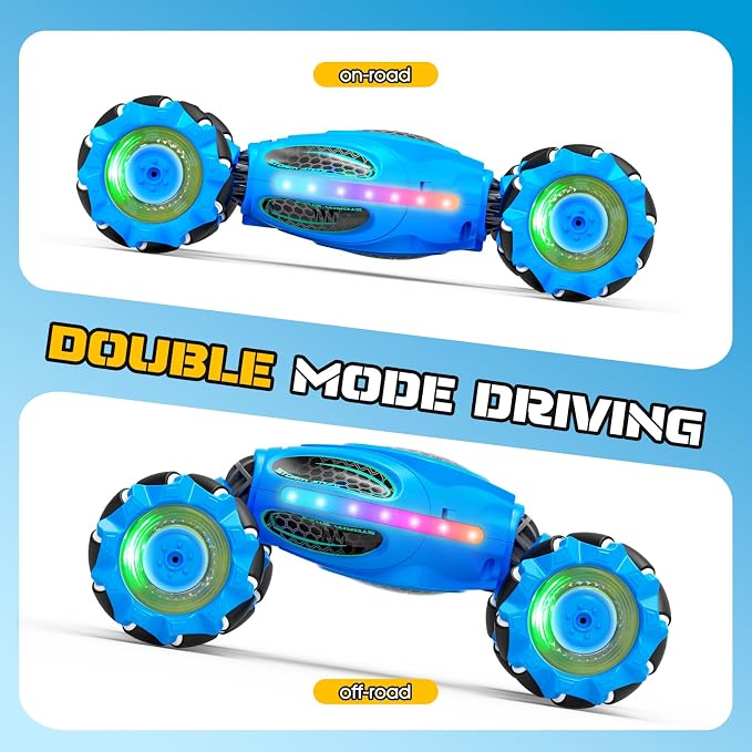 Gesture Sensing RC Stunt Car - Boys Toys Age 6-12, 4WD Hand Controlled Remote Control Drift Twist Offroad 360° Rotation Car with Light & Music, Cool Birthday Presents and Ideas Gifts for Kids Blue