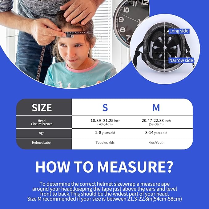 Kids Bike Helmet Ventilation & Adjustable Toddler Helmet for Ages 2-14 Kids Boys Girls Multi-Sport Helmet for Skateboard Roller Skateing Bicycle Scooter blance Bike