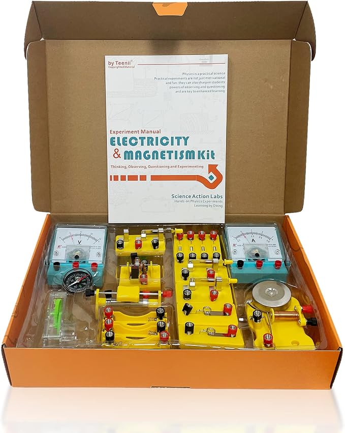 Teenii Electricity and Magnetism Kit for Kids, STEM Science Experiments with Electric Circuits, Educational Physics Toy, Science Discovery Game for Boys and Girls 8+, 50 Pieces