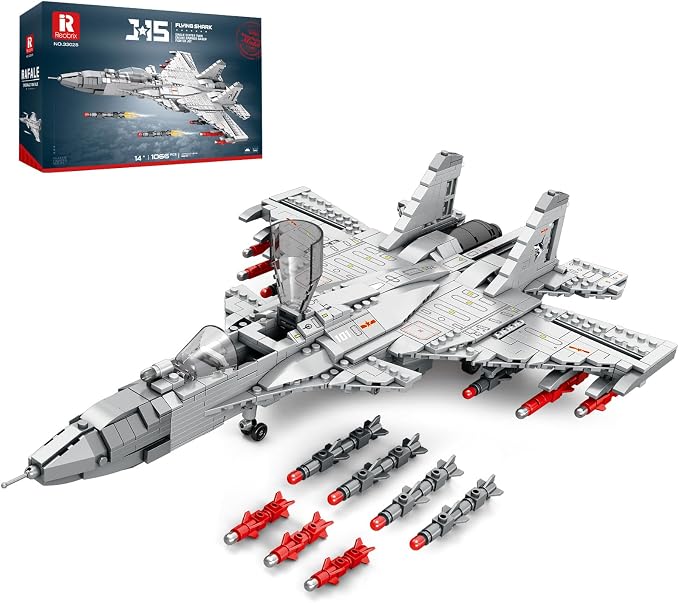 Reobrix J-15 Fighter Jet Building Set,Military Airplane Jet with Movable Wings,Single Seater Fighter 33028,Aircraft Model Kits,Military Displays,Gift for Adult,1066PCS