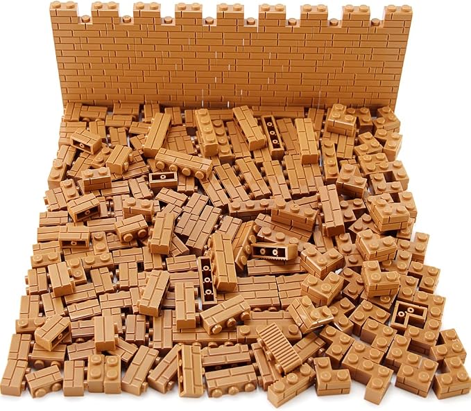 Masonry Bricks Set - Compatible with Major Brands Building Blocks, 260 Pieces Bulk 1x2 1x3 1x4 and Corner Bricks for DIY Wall House Construction