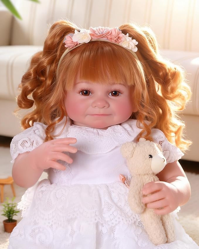BABESIDE Lifelike Reborn Baby Dolls Dara - 20 Inch Realistic-Newborn Baby Doll Brown Hair Girl Handmade Real Life Baby Dolls with Clothes and Toy Accessories Gift for Kids Age 3+
