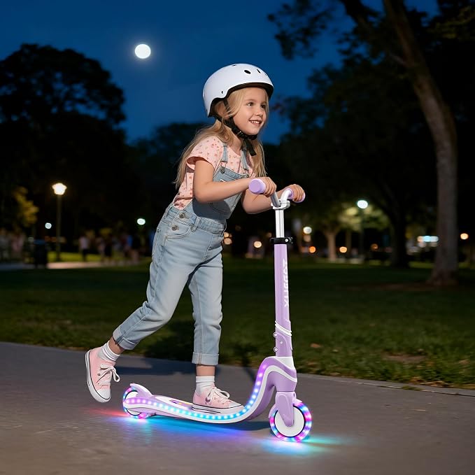 Tonbux Scooter for Kids with Light-Up Wheels & Deck, Adjustable Heights 2 Wheel Kids Scooters for Kids 5-7, Toddler Scooters with 4 Lighting Modes Deck