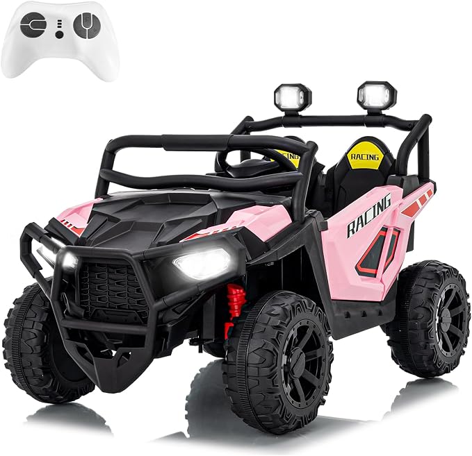 Garvee 24V Ride On Toys for Big Kids, 2 Seater Electric UTV Car with Remote Control, 4-Wheeler Suspension, Soft Start, 3 Speeds, Led Lights, Bluetooth, Ride on Truck Kids 2-8 Years