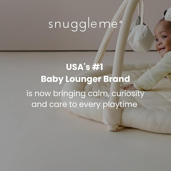 Snuggle Me® Baby Play Gym - 100% Organic Cotton Twill Tummy Time Mat with 9-Piece Sensory Toy Mobile, Baby Gym Activity Center with Machine-Washable Base (0-36 Months)