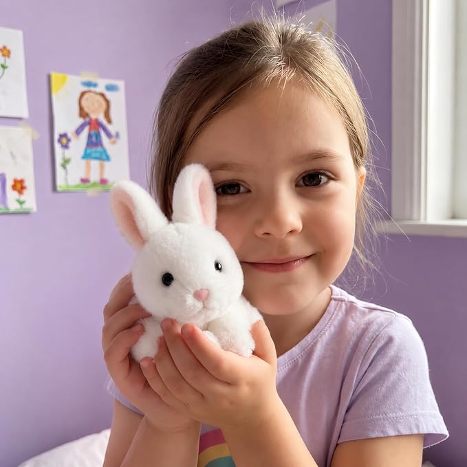 PEACH CAT Easter Bunny Stuffed Animal Cute Plushies White Rabbit Plush Toys Birthday Easter Gifts for Girls Boys Kids