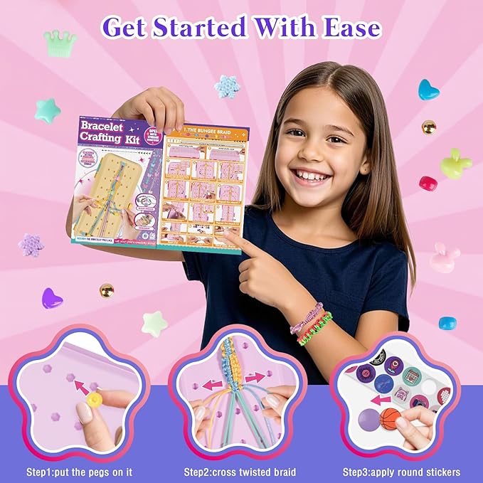TingingYuli Friendship Bracelet Making Kit for Girls Ages 8-12, DIY String Bracelet Maker with 3-Layer Storage Box, Jewelry Making Kit Arts and Crafts Toy Gift for Kids Ages 6-12