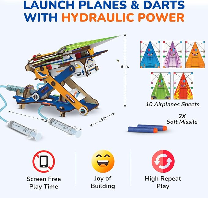 Smartivity DIY 2in1 Hydraulic Paper Airplanes & Darts Launcher STEM Toy for Kids Ages 6-14 Years I Birthday Gifts for Smart Kids | Science Kit for Boys & Girls 6, 8,10,12,14 Years Old
