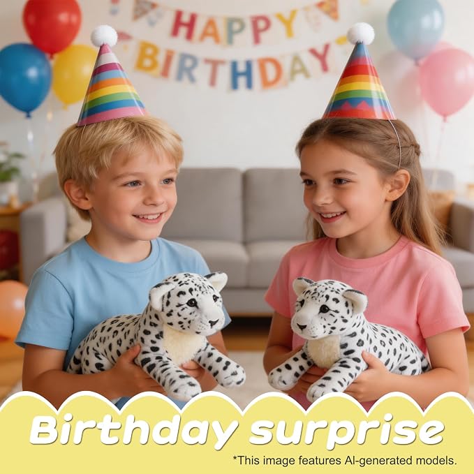 Snow Leopard Plush White 19" Large Snow Leopard Stuffed Animal Pillow Cute Soft Plush Toys Realistic Deocr Birthday Graduation Gifts for Kids Boys Girls