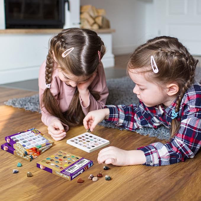 Gamerside Rock Collection for Kids - 25 Unique Gemstones & Crystals - Educational Geology Science Kit, Perfect STEM Toy Gift for Boys & Girls Ages 6-12