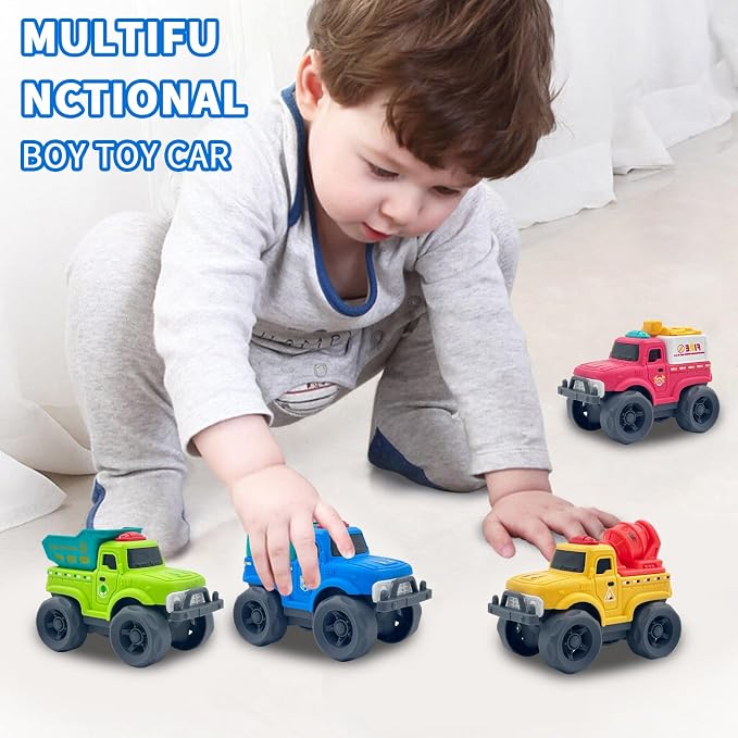 Aigitoy Toddler Car Toys for Boy Girl 1-3 Year Old, Blue Police Truck, BPA Free, Phthalates Free, PVC, Recycled Plastic, Easy to Clean, Toddlers Toy for Fine Motor Skills,Improving Gross Motor