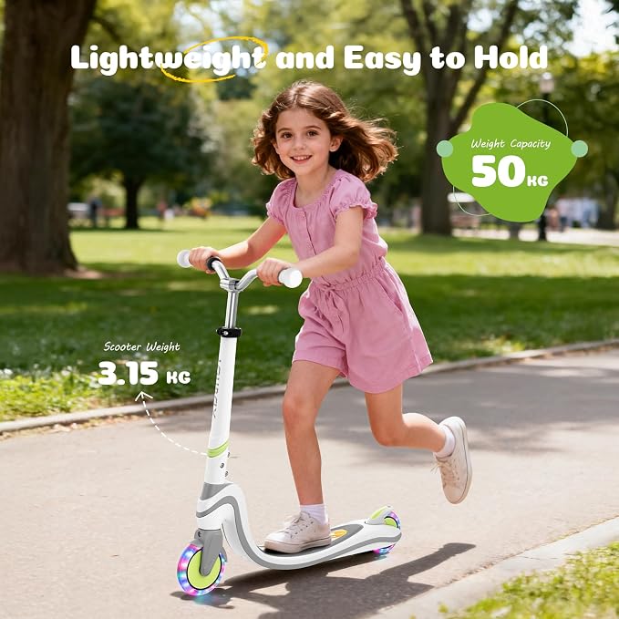 Tonbux Scooter for Kids with Light-Up Wheels & Deck, Adjustable Heights 2 Wheel Kids Scooters for Kids 5-7, Toddler Scooters with 4 Lighting Modes Deck