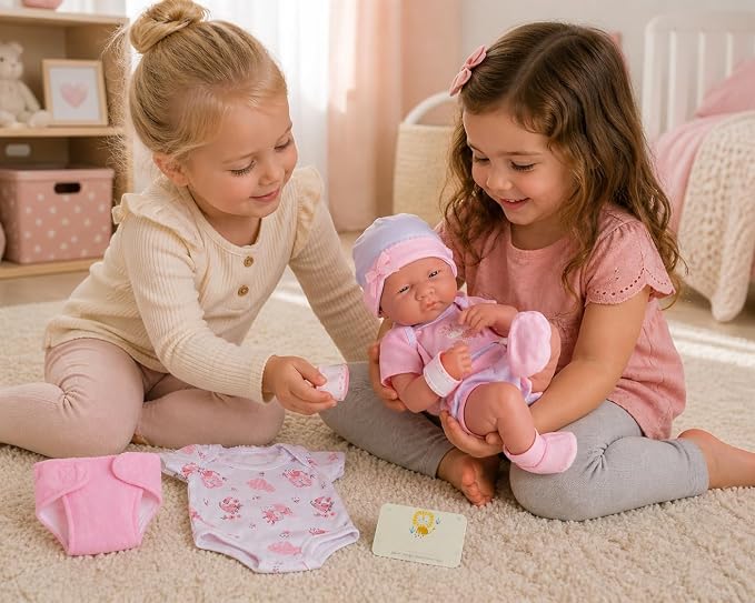 8 piece Layette Baby Doll Gift Set | JC Toys - La Newborn Nursery | 14" Life-Like Doll w/ Accessories | Pink | Ages 2+