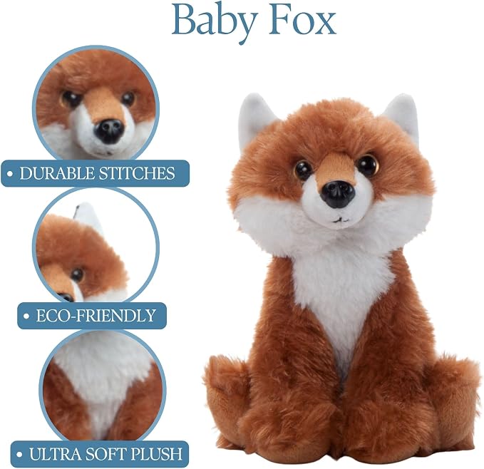 The Petting Zoo Fox Stuffed Animal Plushie, Gifts for Kids, Wild Onez Babiez Zoo Animals, Fox Plush Toy 6 inches
