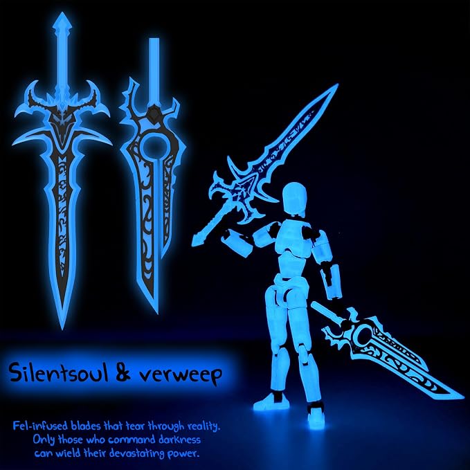 Glowing Titan 13 Action Figure Set Already Assembled, Dummy 13 3D Printed Action Figures with Weapons Accessories T Lucky Robo 13 Nova 13 Action Figures, Figura de acción 13 (3-Colors-B)