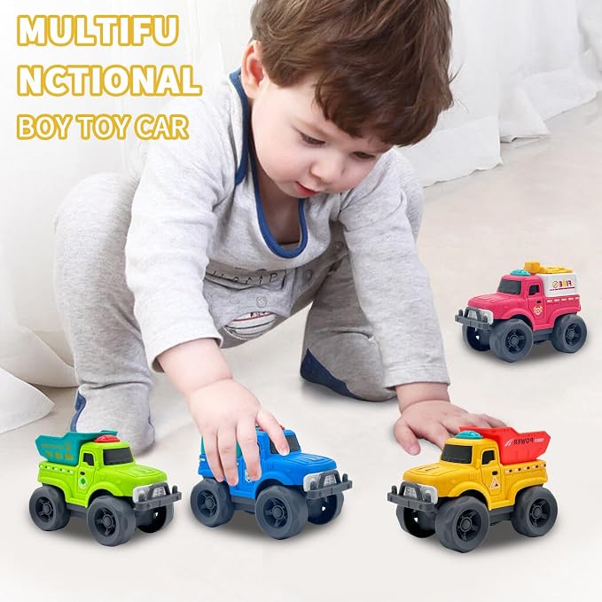 Aigitoy Toddler Car Toys for Boy Girl 1-3 Year Old, Yellow Power Truck, BPA Free, Phthalates Free, PVC, Recycled Plastic, Toddlers Toy for Fine Motor Skills, for Boys Girls