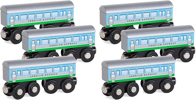 Orbrium 3 Pcs Large Wooden Railway Express Coach Cars, Compatible with Thomas & Friends Push-Along The Tank Engine, Brio, Chuggington Wooden Train (Pack of 2)